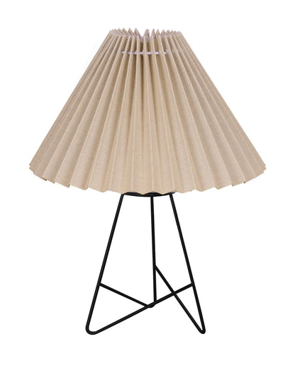 Homesake® Retro Matt Black Table Lamp, Iron Tripod Base, E27 Bulb Holder, Lamps for Bedroom, Bedside, Living Room, Study, Desk, Warm Night Lamp, Light, Pleated Fabricc