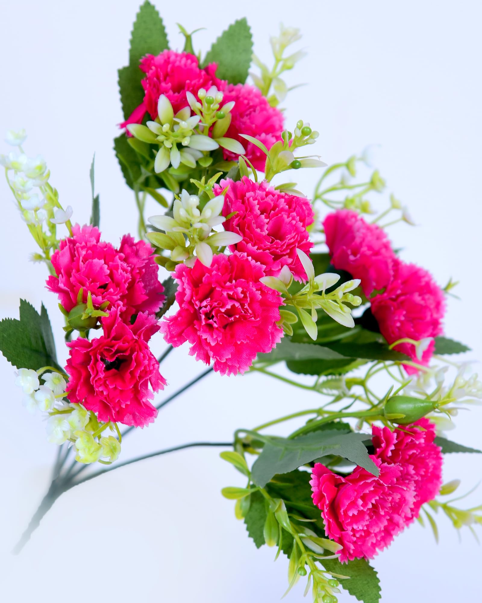 Homesake® Artificial Carnation Flowers with Greenery, Faux Floral Bouquet for Home Decor, Table Centerpiece, Living Room, or Gift, Pot Not Included, Realistic Silk Flowers Arrangement, Yellow