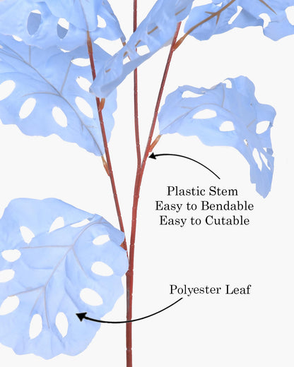 Homesake® Faux Long Monstera Leaf Stems, Set of 2 Artificial Branches with 5 Sticks Each, Pot Not Included, Decorative Plant for Vase, Tabletop, Living Room, Home Décor, Green