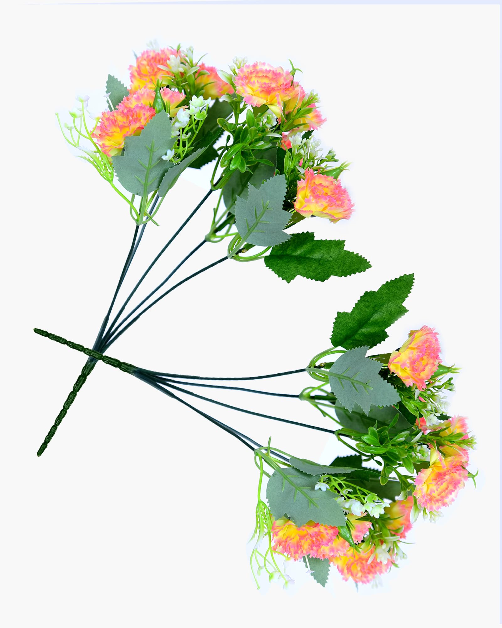 Homesake® Artificial Carnation Flowers with Greenery, Faux Floral Bouquet for Home Decor, Table Centerpiece, Living Room, or Gift, Pot Not Included, Realistic Silk Flowers Arrangement, Yellow