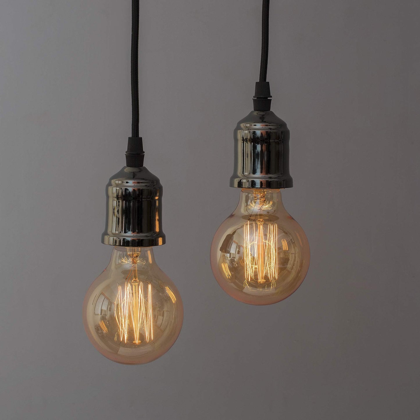Homesake® Edison Filament Metallic Black Bronze Bulb Holder, Urban, Retro, Nordic Style, With Fixture, Set of 2