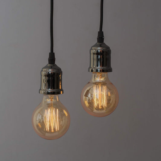 Homesake® Edison Filament Metallic Black Bronze Bulb Holder, Urban, Retro, Nordic Style, With Fixture, Set of 2
