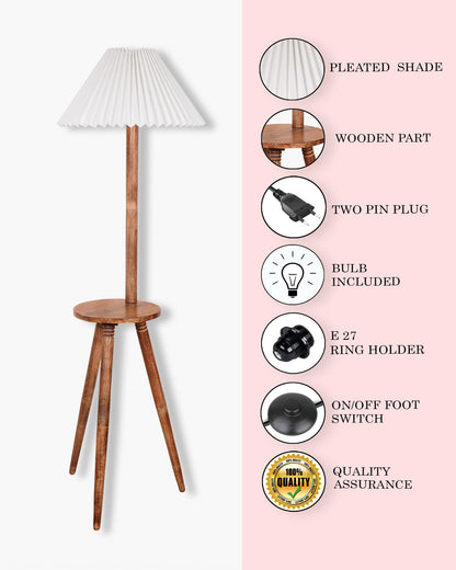 Table,Tripod Wooden Floor Lamp, Mid Century Standing Lamp, E27 Lamp Base, With Shade Modern Design Floor Reading Lamp for Living Room Bedroom, Study Room and Office