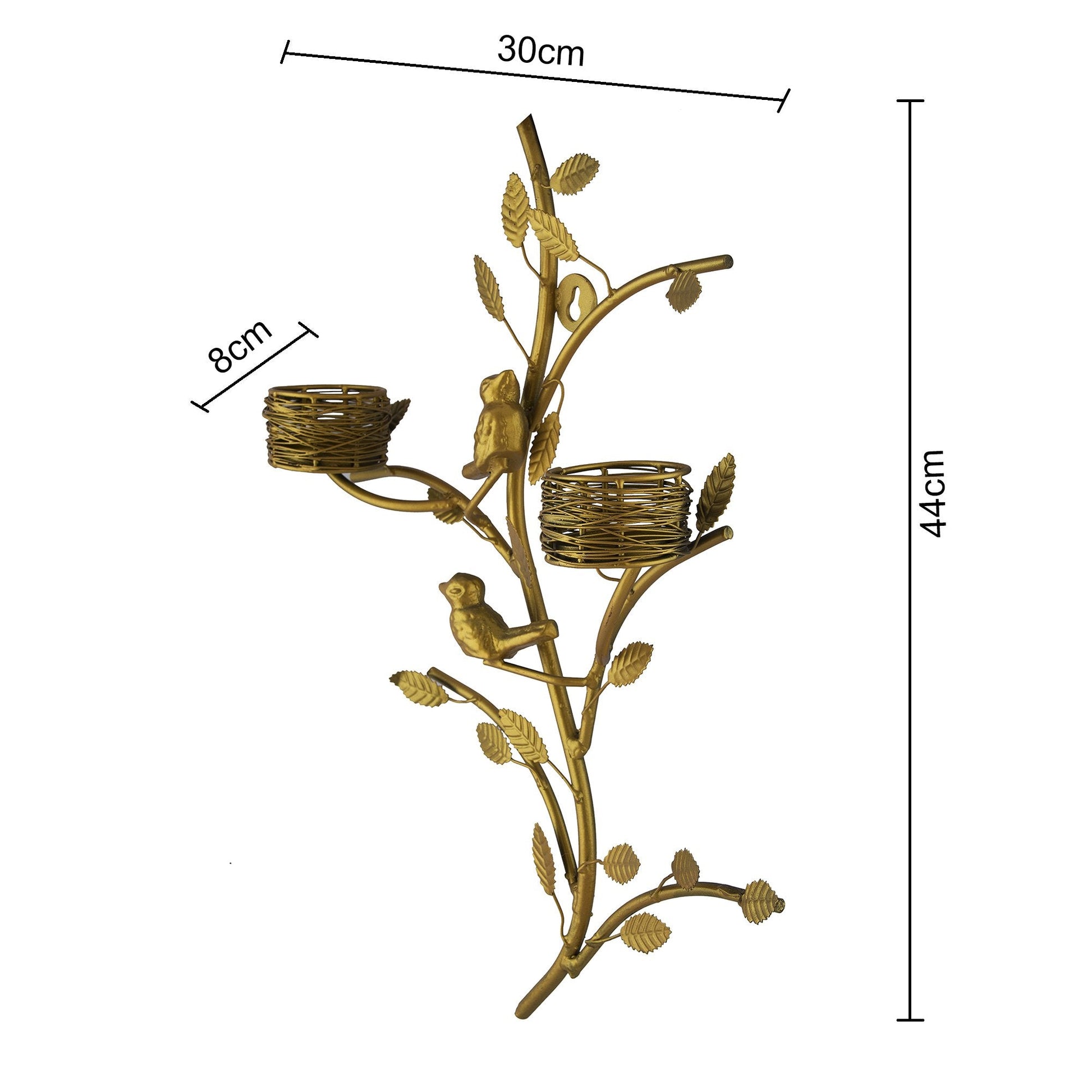 Golden Tree with Bird Nest Votive Stand Green, Wall Candle Holder and Tealight Candles