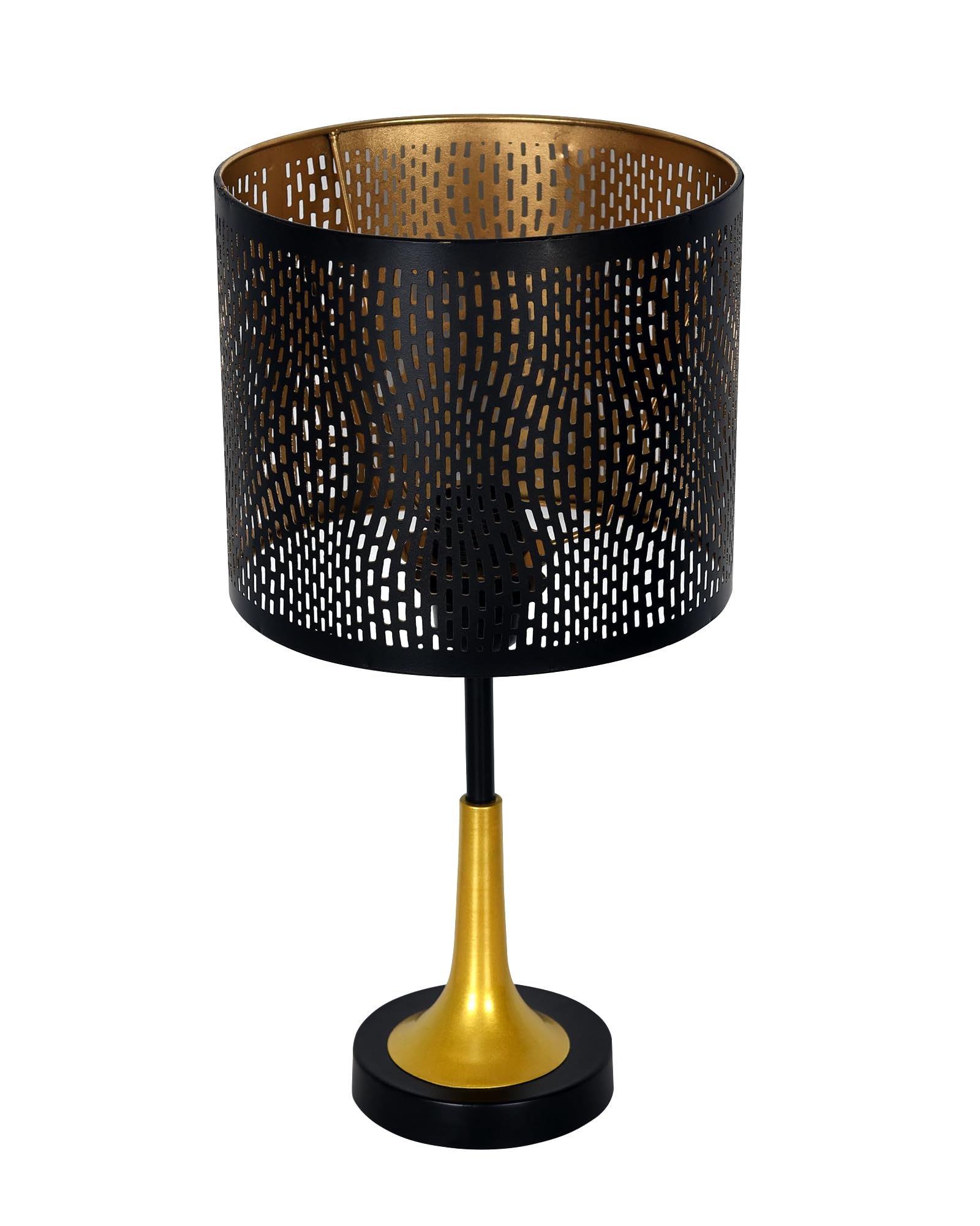 Rustic Farmhouse Metal Table Lamp Fabric Shade for Bedroom Living Room House Home Bedside Nightstand Office Family, Dual Color Trumpet Bell, Jute Cone
