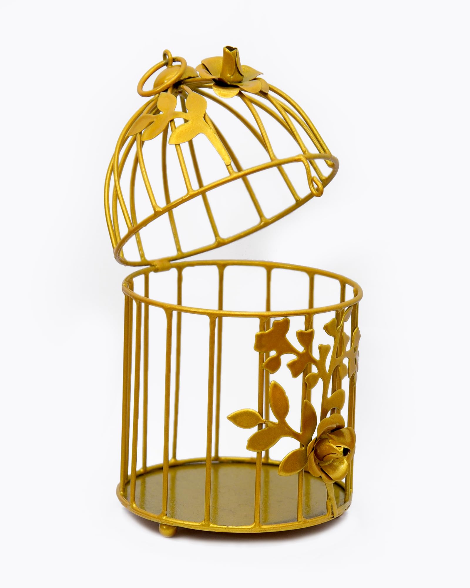 Homesake® Candle Holder | Tealight Holder for Home Décor, Living Room, Table Décor, Pooja Candle Stand Lantern, Room, Diwali Decoration, Wedding & Festival Gift, Metal Birdcage Design, Golden