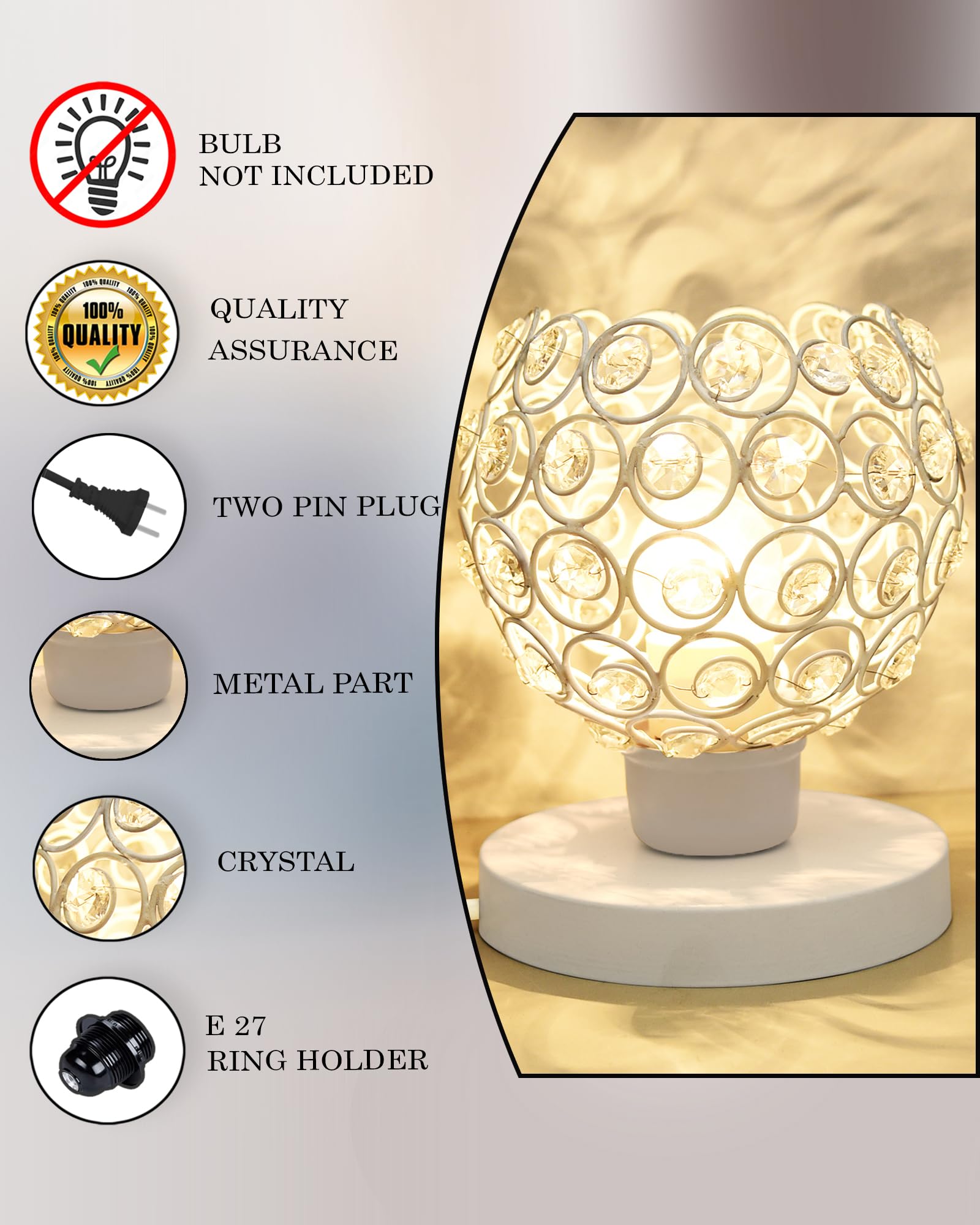Semi Crystal Table Lamps Mood Lighting | Small Crystal Night Lamp Stylish Bedside Lamp Light | Unique Modern Decorative Desk Lamp for Bedroom Living Room, Pink