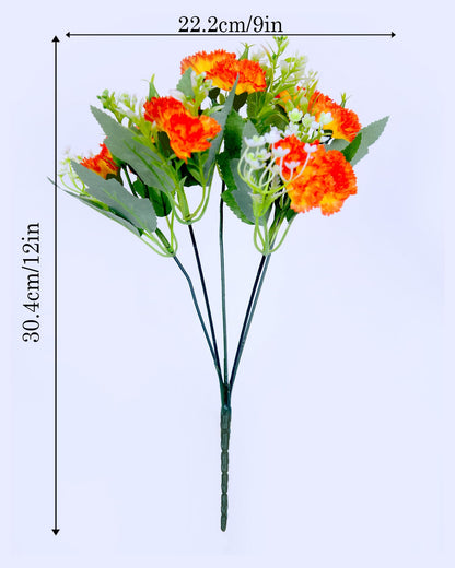 Homesake® Artificial Carnation Flowers with Greenery, Faux Floral Bouquet for Home Decor, Table Centerpiece, Living Room, or Gift, Pot Not Included, Realistic Silk Flowers Arrangement, Yellow