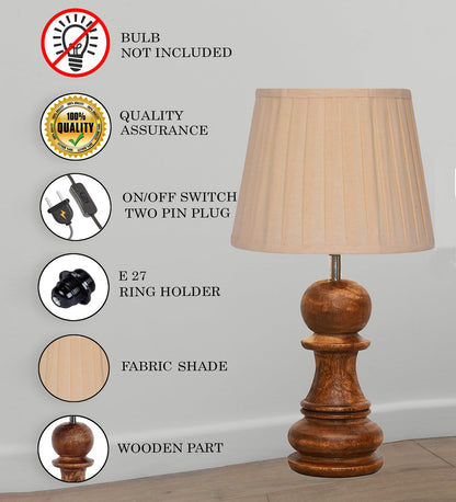 Chess Decorative Bedside Table Desk Lamp Linen Frilled Shade for Décor, Accent Light, Gameroom, Kids', Living Room, Bedroom, Handmade Wooden, Bishop