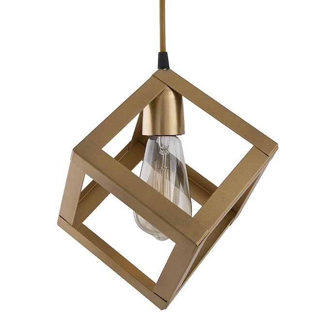Edison Filament Hanging Golden Cube 6", E27 Holder, Decorative, URBAN Retro, nordic style, LED/filament bulb