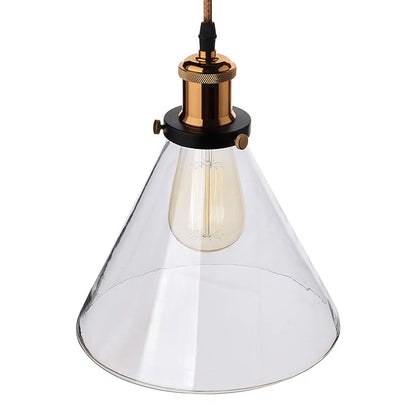 3-Lights Round Cluster Chandelier Modern Glass Cone Shaped Hanging Light, Antique Socket, E27 Holder, Decorative, Copper, URBAN Retro, Nordic Style