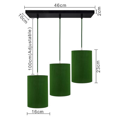 3-Lights Linear Cluster Chandelier Classic Cylinder Hanging Shade Pendant, Decorative, Black, Kitchen Area and Dining Room Light, LED/Filament Light