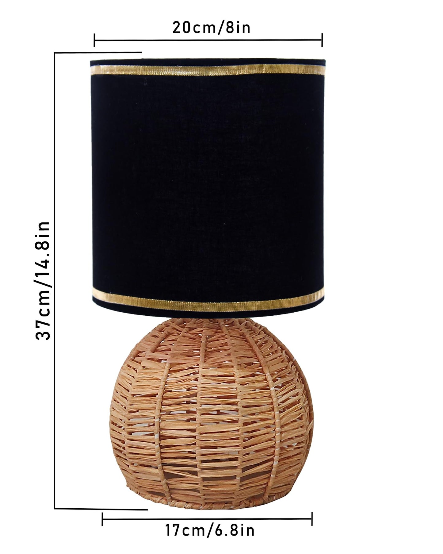 Homesake® Shade Rattan Table Lamp for Bedroom & Living Room, Natural Wicker Bedside Lamp for Bedroom, Living Room & Home Décor, E27 Holder, Livra, Scandinavian, Minimal Style Lighting (Round, Jute)