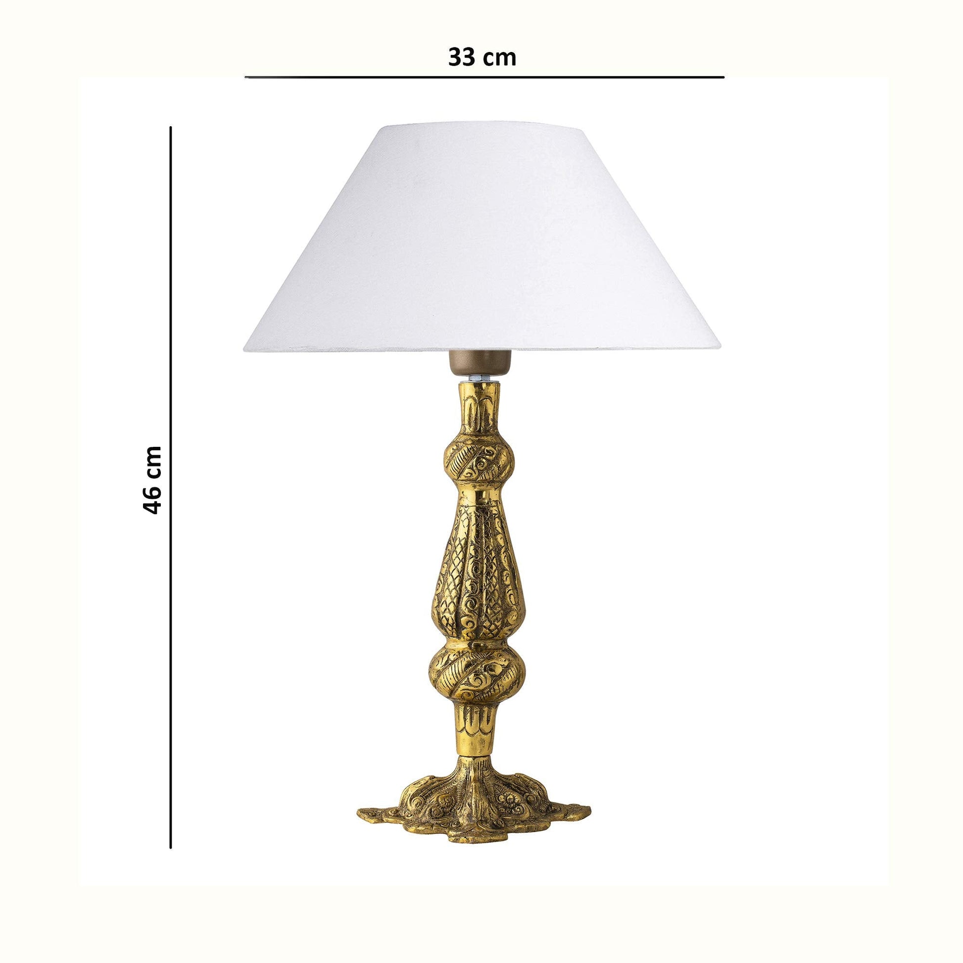Homesake® Classic Antique Golden Carving Metal Table Lamps with shade (White, Scroll)