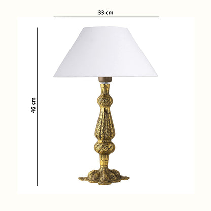 Homesake® Classic Antique Golden Carving Metal Table Lamps with shade (White, Scroll)