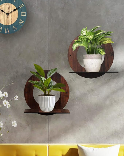 Wall Planters,Modern Succulent Planter Wood MDF Hanging Planter for Herb,Small Cactus Perfect for Balcony, Room and Patio Decor, Round set of 2