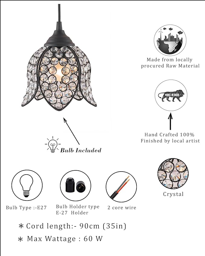 Crystal Hanging Lotus Pendant Light