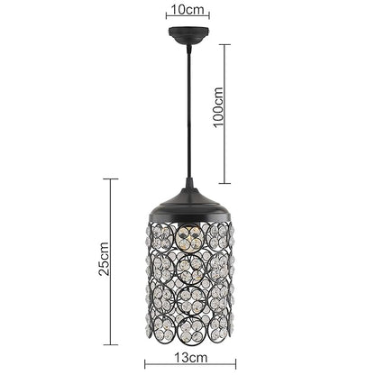 Matt black Crystal hanging lantern light, ceiling light, Nordic E27 pendant
