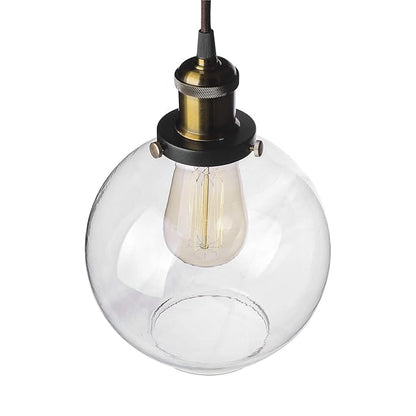 3-Lights Linear Cluster Chandelier Modern Glass Globe Hanging Light, Antique Socket, E27 Holder, Kitchen Island Ceiling Light URBAN Retro