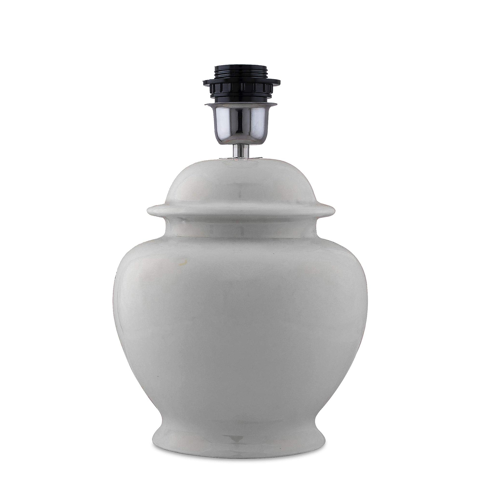 Homesake® Ceramic Pot Shaped Base White Table Lamp with Shade, LED Bulb (Jute)