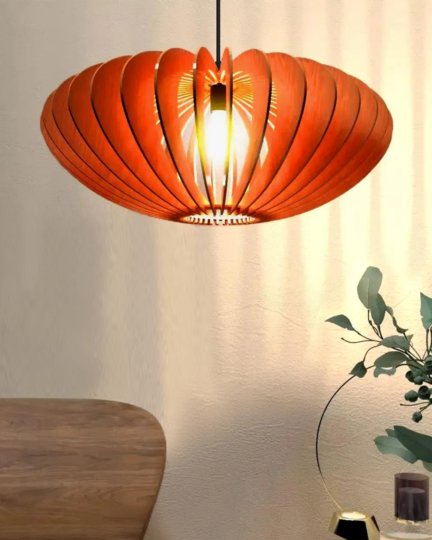 Homesake® Handcrafted Wooden Pendant lamp, Design Ceiling lamp,Hanging lamp Home decor Chandelier Light | E27 Bulb Included | Decoration for restaurants, Hotel, Home,Bedroom, Dining & Café