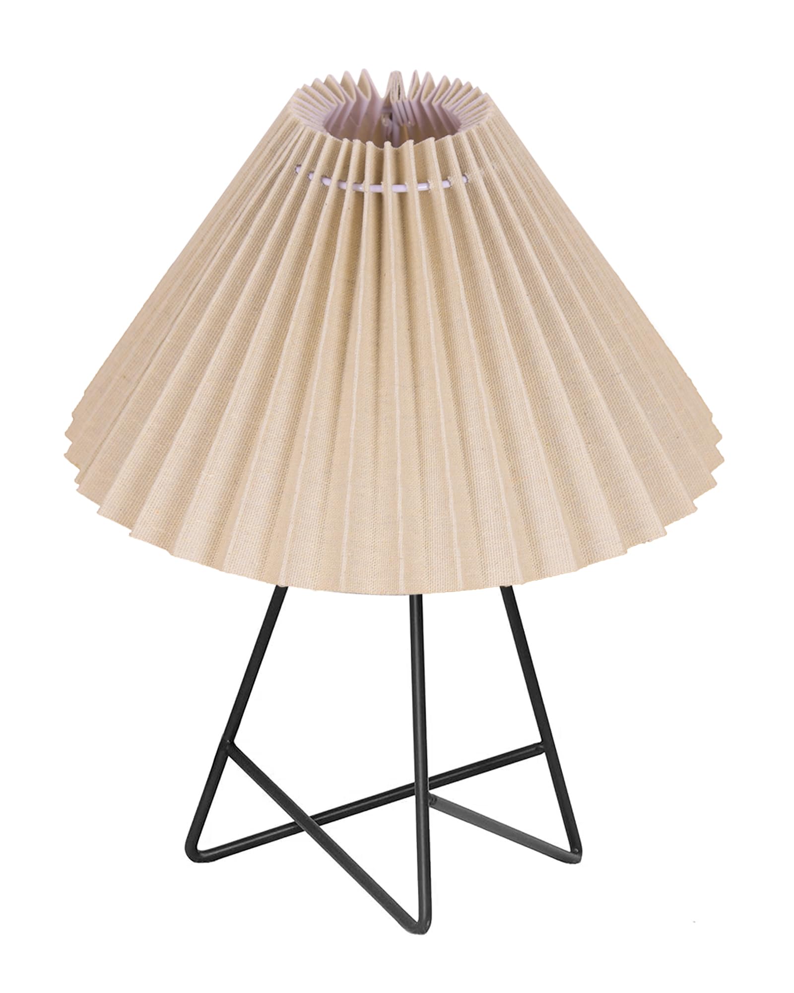 Homesake® Retro Matt Black Table Lamp, Iron Tripod Base, E27 Bulb Holder, Lamps for Bedroom, Bedside, Living Room, Study, Desk, Warm Night Lamp, Light, Pleated Fabricc