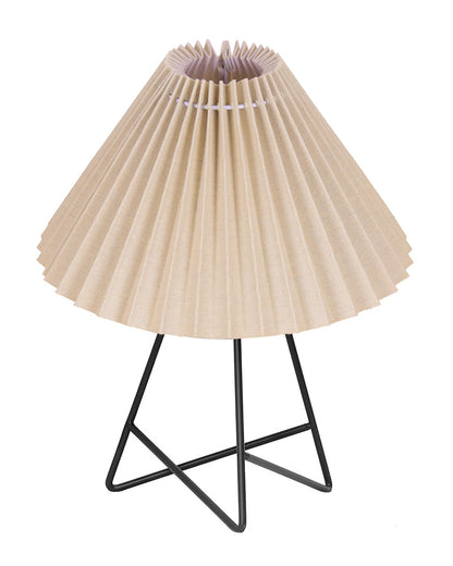 Homesake® Retro Matt Black Table Lamp, Iron Tripod Base, E27 Bulb Holder, Lamps for Bedroom, Bedside, Living Room, Study, Desk, Warm Night Lamp, Light, Pleated Fabricc
