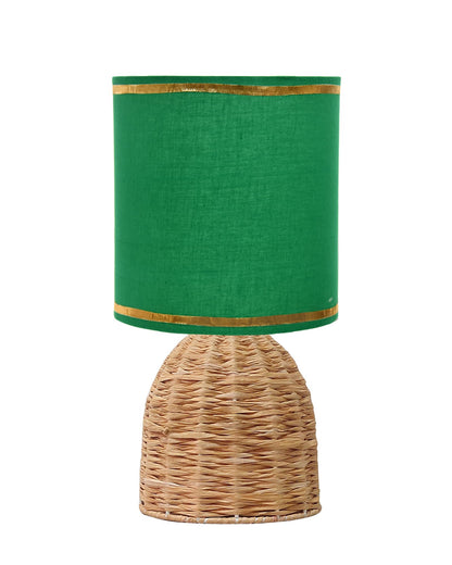 Homesake® Raffia Rattan Table Lamp with Fabric Shade, Small Nightstand Lamp, Natural Wicker Bedside Lamp for Bedroom, Living Room, Study & Home Décor, Livra Collection | E27 Holder