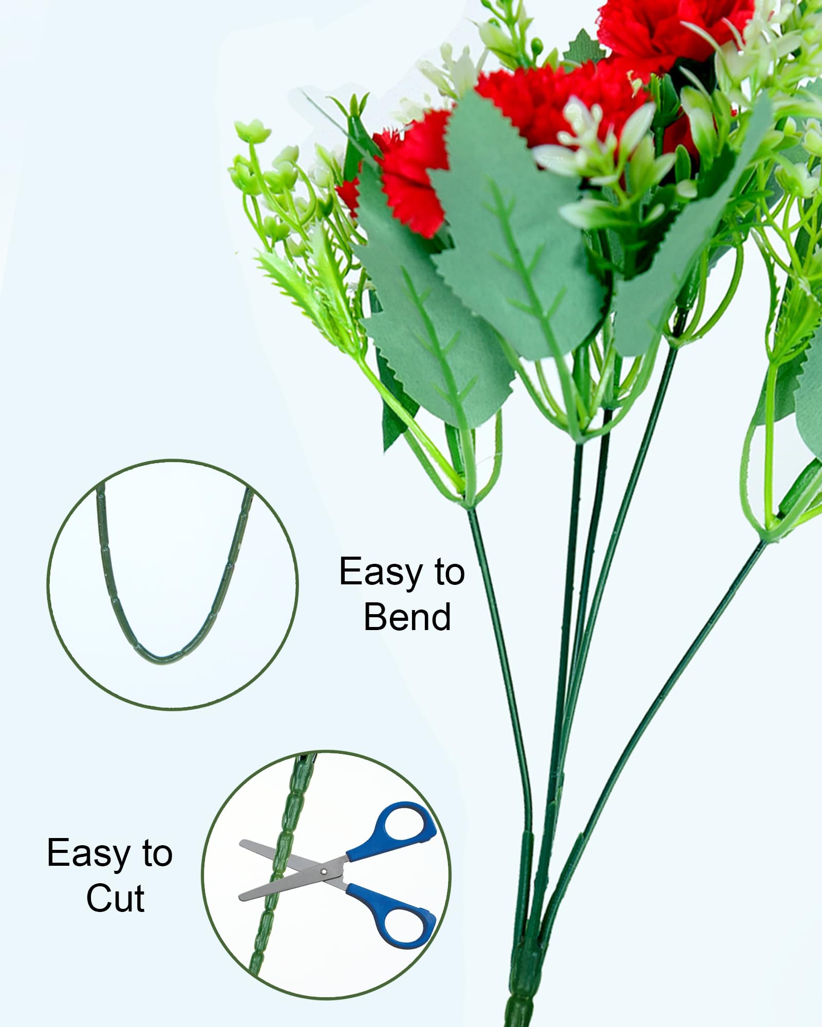 Homesake® Artificial Carnation Flowers with Greenery, Faux Floral Bouquet for Home Decor, Table Centerpiece, Living Room, or Gift, Pot Not Included, Realistic Silk Flowers Arrangement, Yellow