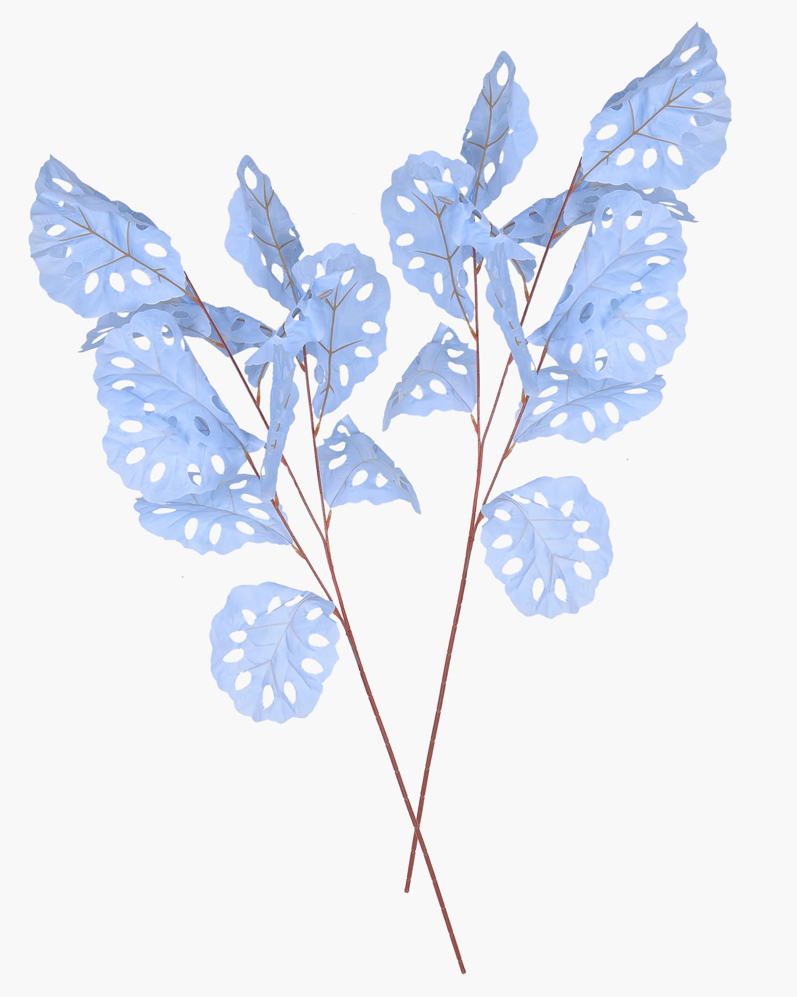 Homesake® Faux Long Monstera Leaf Stems, Set of 2 Artificial Branches with 5 Sticks Each, Pot Not Included, Decorative Plant for Vase, Tabletop, Living Room, Home Décor, Green