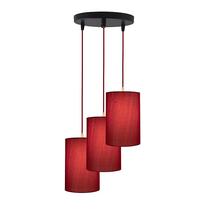 3-Lights Round Cluster Chandelier Classic CylinderHanging Shade Pendant, Decorative, Black, URBAN Retro, Nordic Style, LED/Filament Bulb