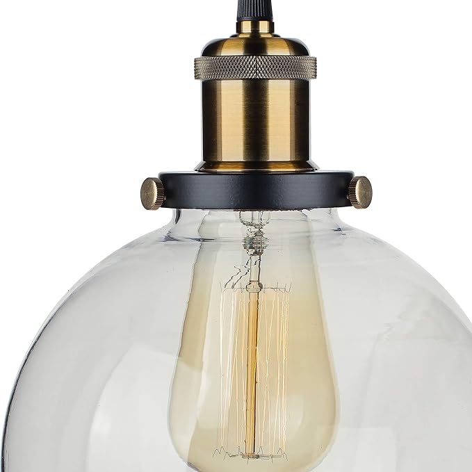 3-Lights Linear Cluster Chandelier Modern Glass Globe Hanging Light, Antique Socket, E27 Holder, Kitchen Island Ceiling Light URBAN Retro