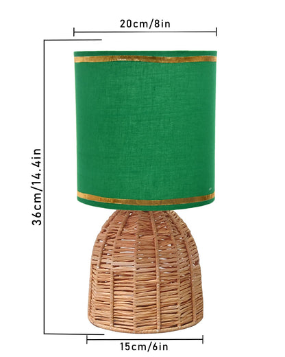 Homesake® Raffia Rattan Table Lamp with Fabric Shade, Small Nightstand Lamp, Natural Wicker Bedside Lamp for Bedroom, Living Room, Study & Home Décor, Livra Collection | E27 Holder