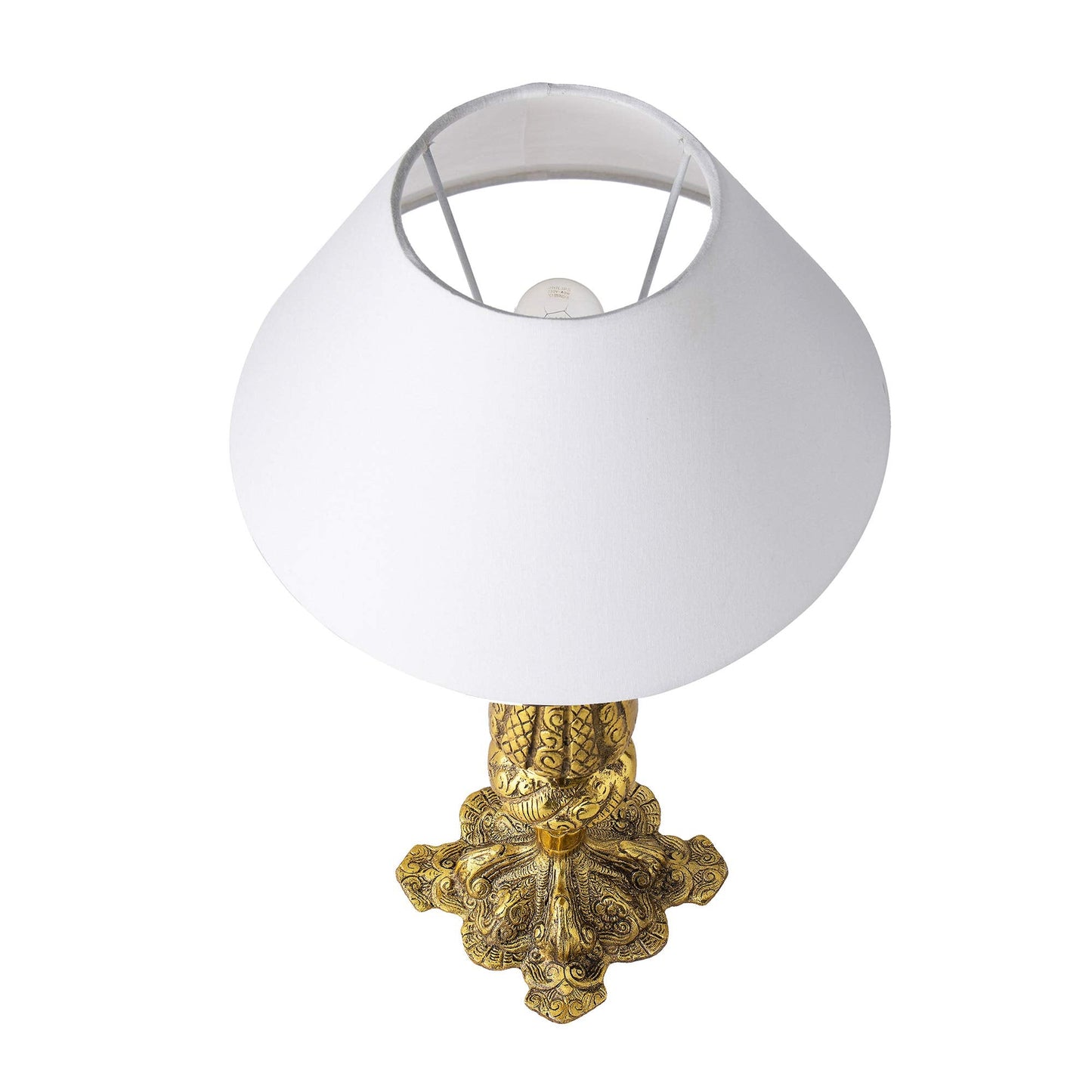 Homesake® Classic Antique Golden Carving Metal Table Lamps with shade (White, Scroll)