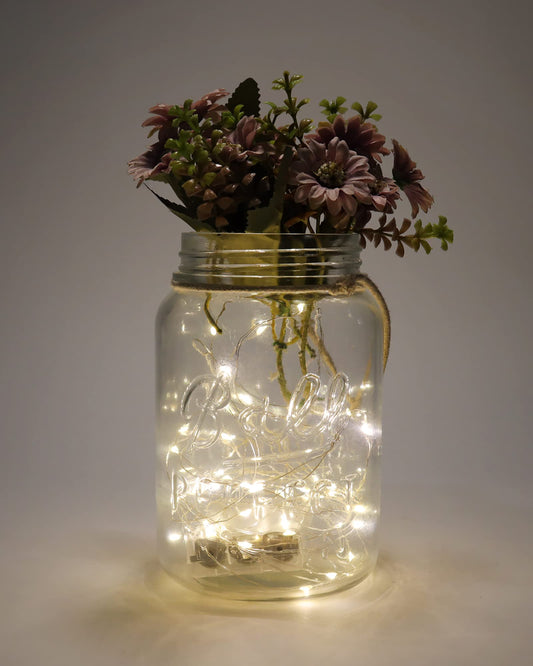 Homesake® Rustic Mason Jar Wall Scones with Firefly String Lights, ramadan decorations for home, ramzan decoration items festive decor, home decoration items for living room (Wall Mason Jar)
