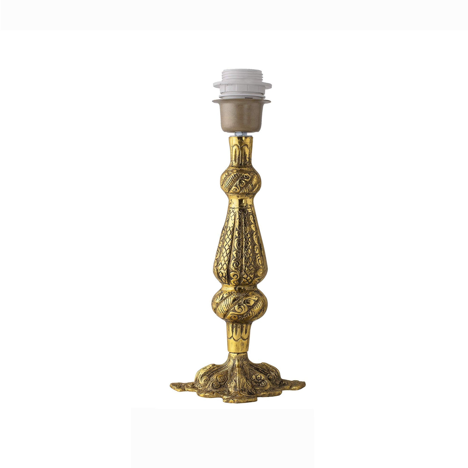 Homesake® Classic Antique Golden Carving Metal Table Lamps with shade (White, Scroll)