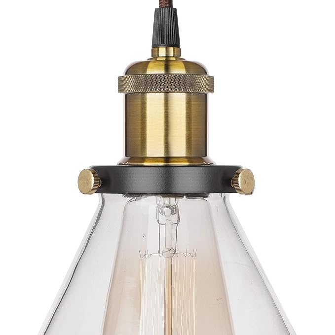 3-Lights Round Cluster Chandelier Modern Glass Cone Shaped Hanging Light, Antique Socket, E27 Holder, Decorative, Copper, URBAN Retro, Nordic Style