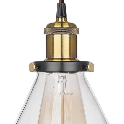 3-Lights Round Cluster Chandelier Modern Glass Cone Shaped Hanging Light, Antique Socket, E27 Holder, Decorative, Copper, URBAN Retro, Nordic Style