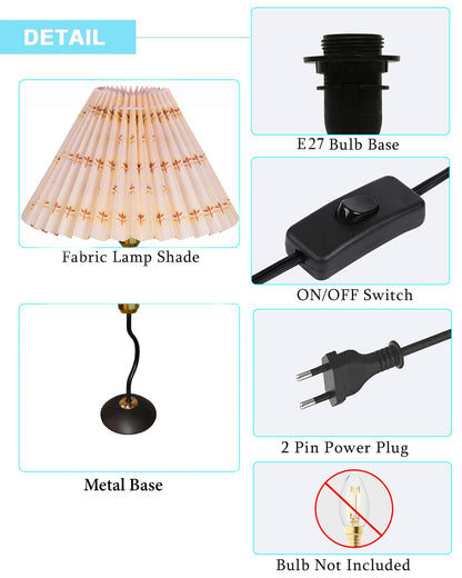 Homesake® Matt Black Twister Small Table Lamp, Modern Bedside Nightstand, Lamps | Desk Accessories | Metal Base for Bedroom, Home Office, Living Room, Kids Dorm, E27 Holder, Pleated