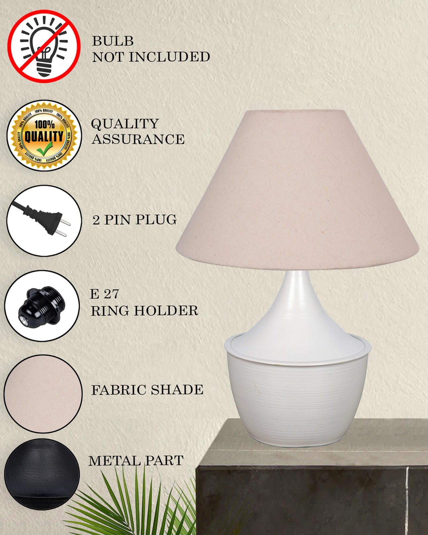 Bedside Table Lamp, Matt Black Metal Modern Lamp with Fabric Shade, Simple Side Lamp for Living Room,Bedroom,Home,Office Working, White Tulip, Turquoise Shade