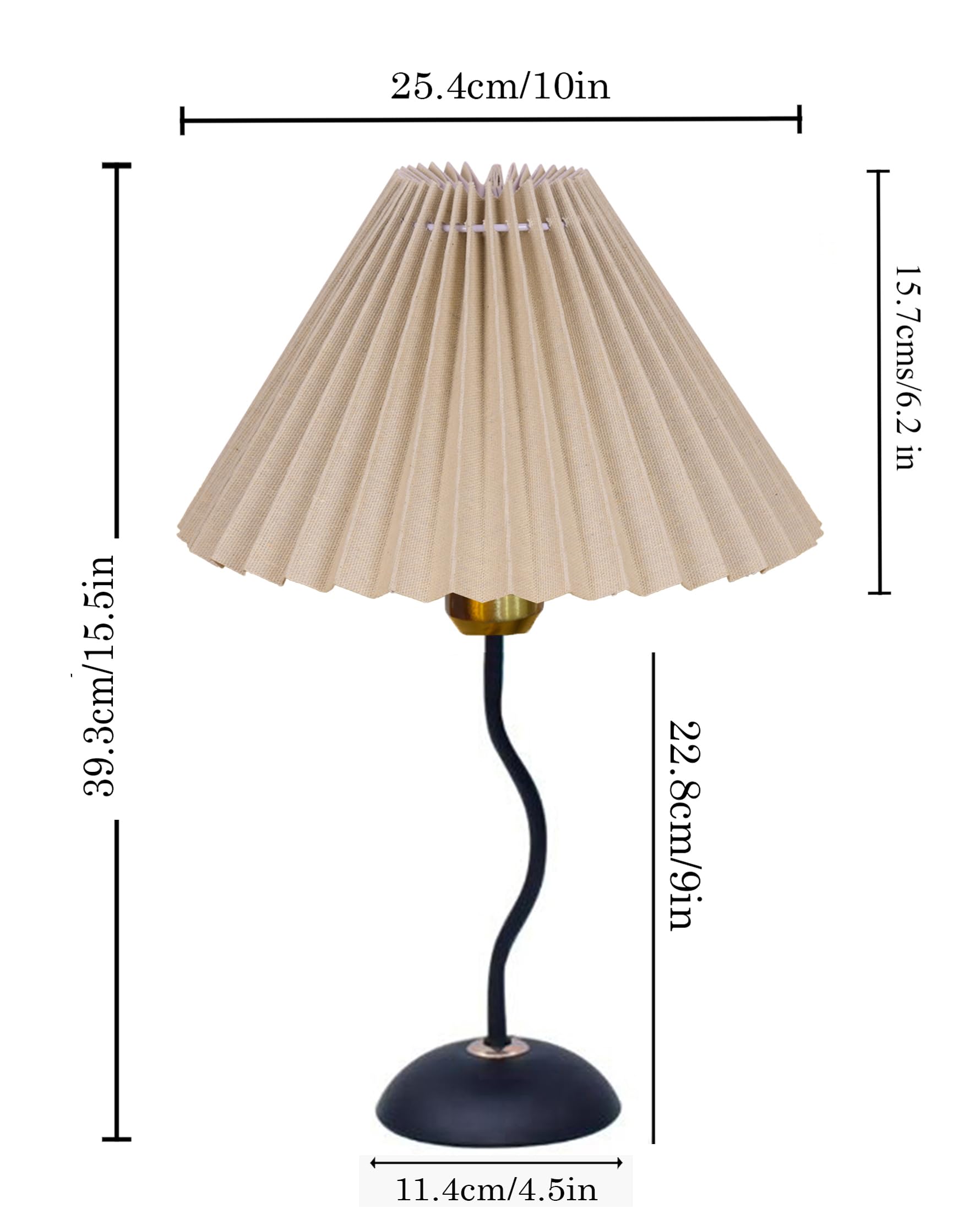 Homesake® Matt Black Twister Small Table Lamp, Modern Bedside Nightstand, Lamps | Desk Accessories | Metal Base for Bedroom, Home Office, Living Room, Kids Dorm, E27 Holder, Pleated