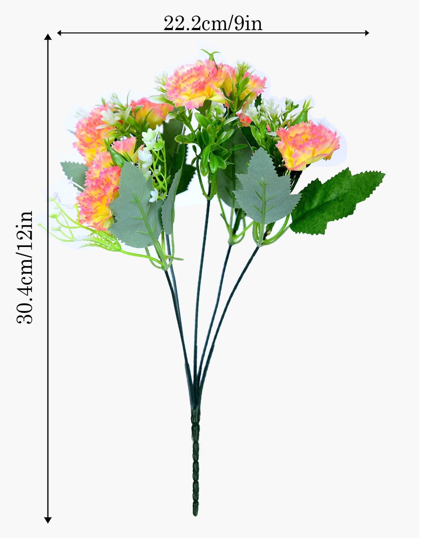 Homesake® Artificial Carnation Flowers with Greenery, Faux Floral Bouquet for Home Decor, Table Centerpiece, Living Room, or Gift, Pot Not Included, Realistic Silk Flowers Arrangement, Yellow