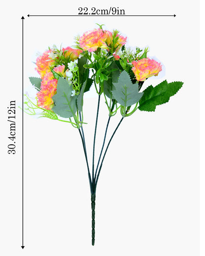 Homesake® Artificial Carnation Flowers with Greenery, Faux Floral Bouquet for Home Decor, Table Centerpiece, Living Room, or Gift, Pot Not Included, Realistic Silk Flowers Arrangement, Yellow