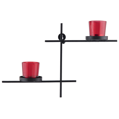 Homesake® Black Scorching Ladder with Pair of Votive Wall Hanging Candle Tealight Holder, Set of 2