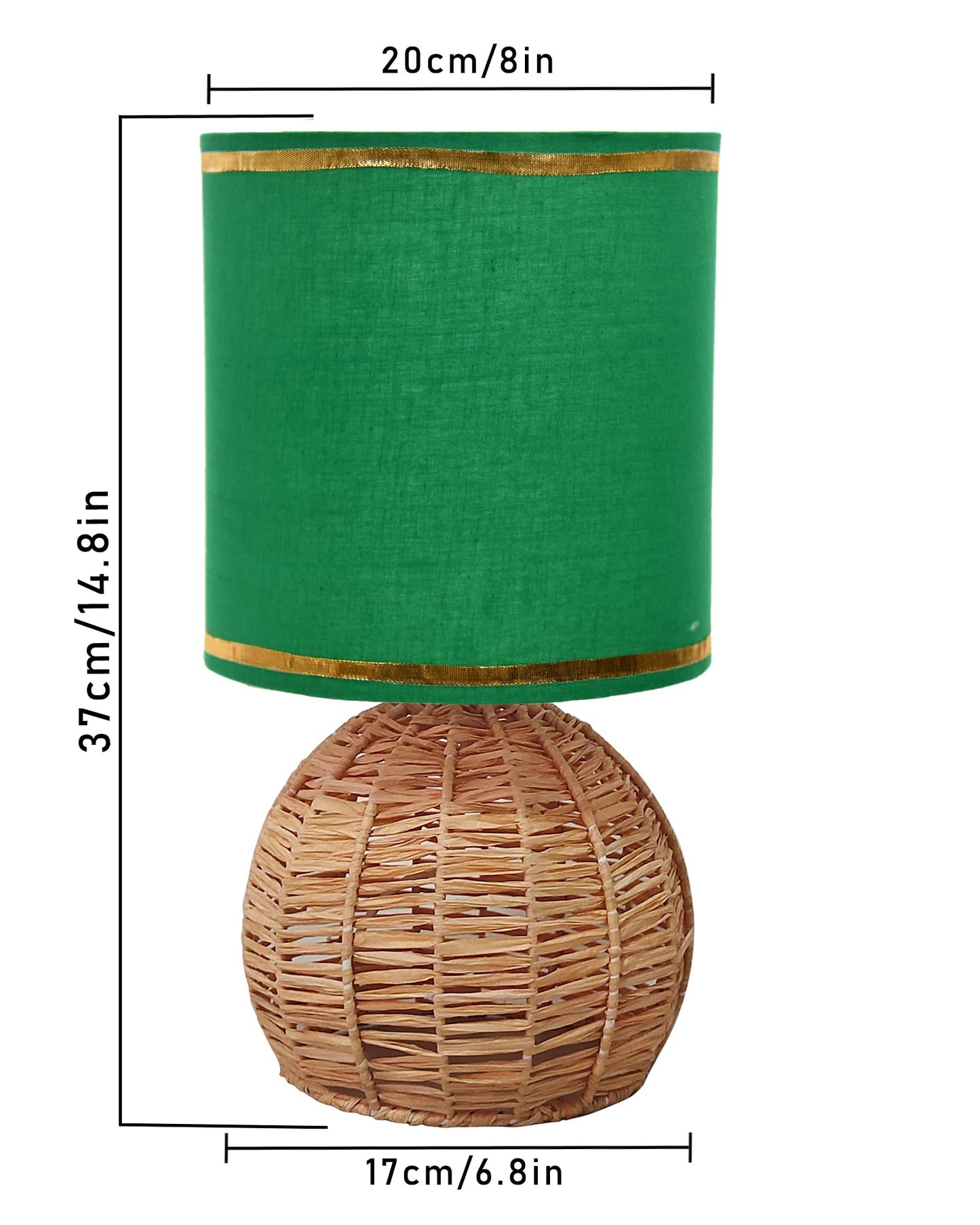 Homesake® Shade Rattan Table Lamp for Bedroom & Living Room, Natural Wicker Bedside Lamp for Bedroom, Living Room & Home Décor, E27 Holder, Livra, Scandinavian, Minimal Style Lighting (Round, Jute)