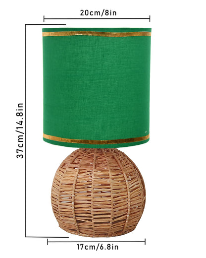 Homesake® Shade Rattan Table Lamp for Bedroom & Living Room, Natural Wicker Bedside Lamp for Bedroom, Living Room & Home Décor, E27 Holder, Livra, Scandinavian, Minimal Style Lighting (Round, Jute)