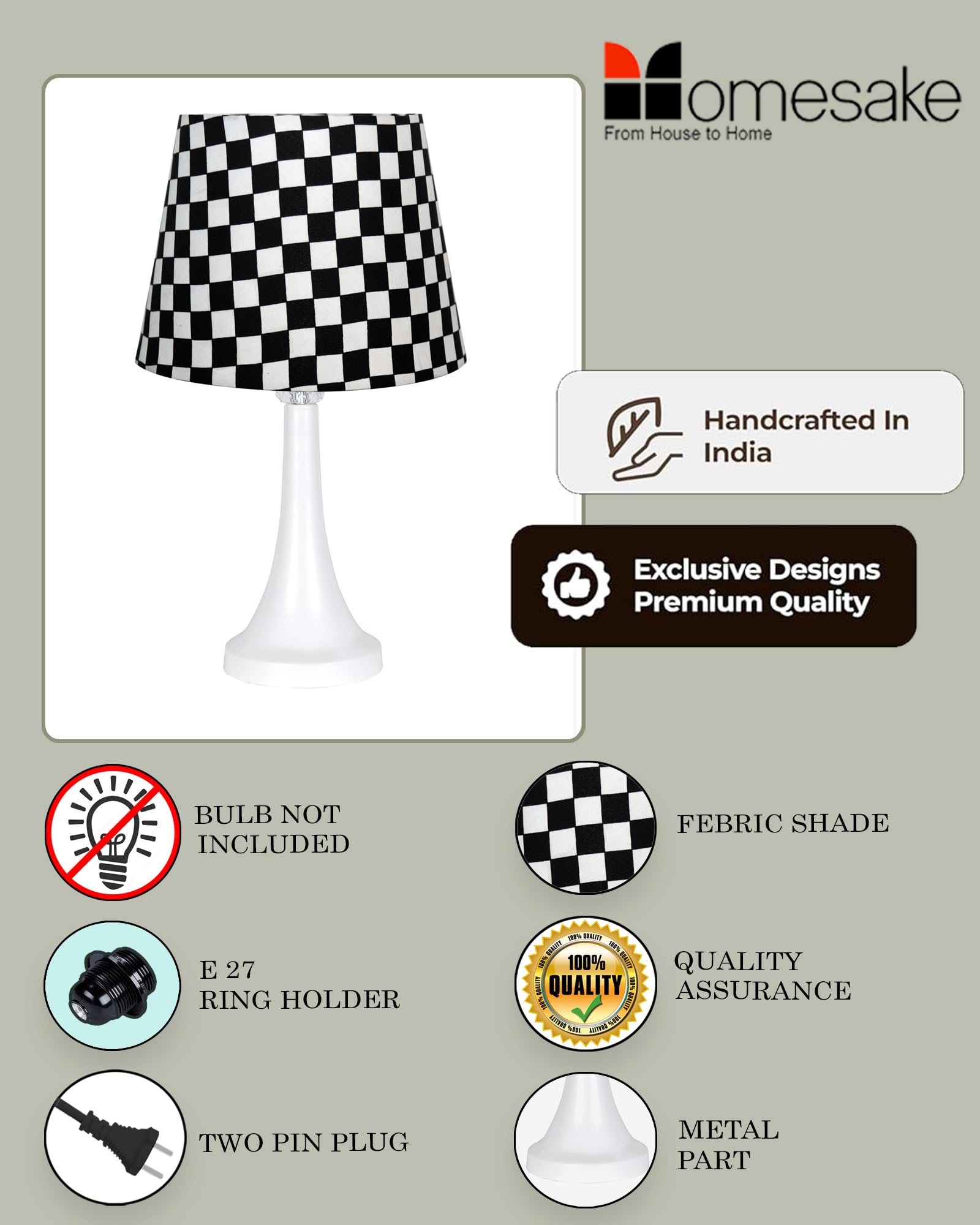 Farmhouse Matt Table Lamp for Bedroom, White Modern Bedside Lamps for Living Room, Rustic Table Light for Night Stands, Dorm, Office, Home Décor Fabric Shade, E27 holder, Cone, Iris Cone