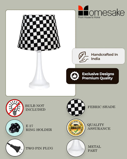 Farmhouse Matt Table Lamp for Bedroom, White Modern Bedside Lamps for Living Room, Rustic Table Light for Night Stands, Dorm, Office, Home Décor Fabric Shade, E27 holder, Cone, Iris Cone
