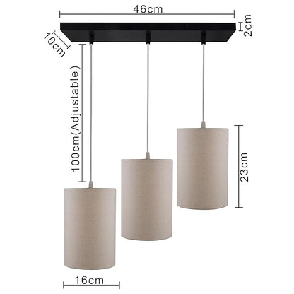 3-lights Linear Cluster Chandelie shade hanging Pendant Light, kitchen area and dining room light