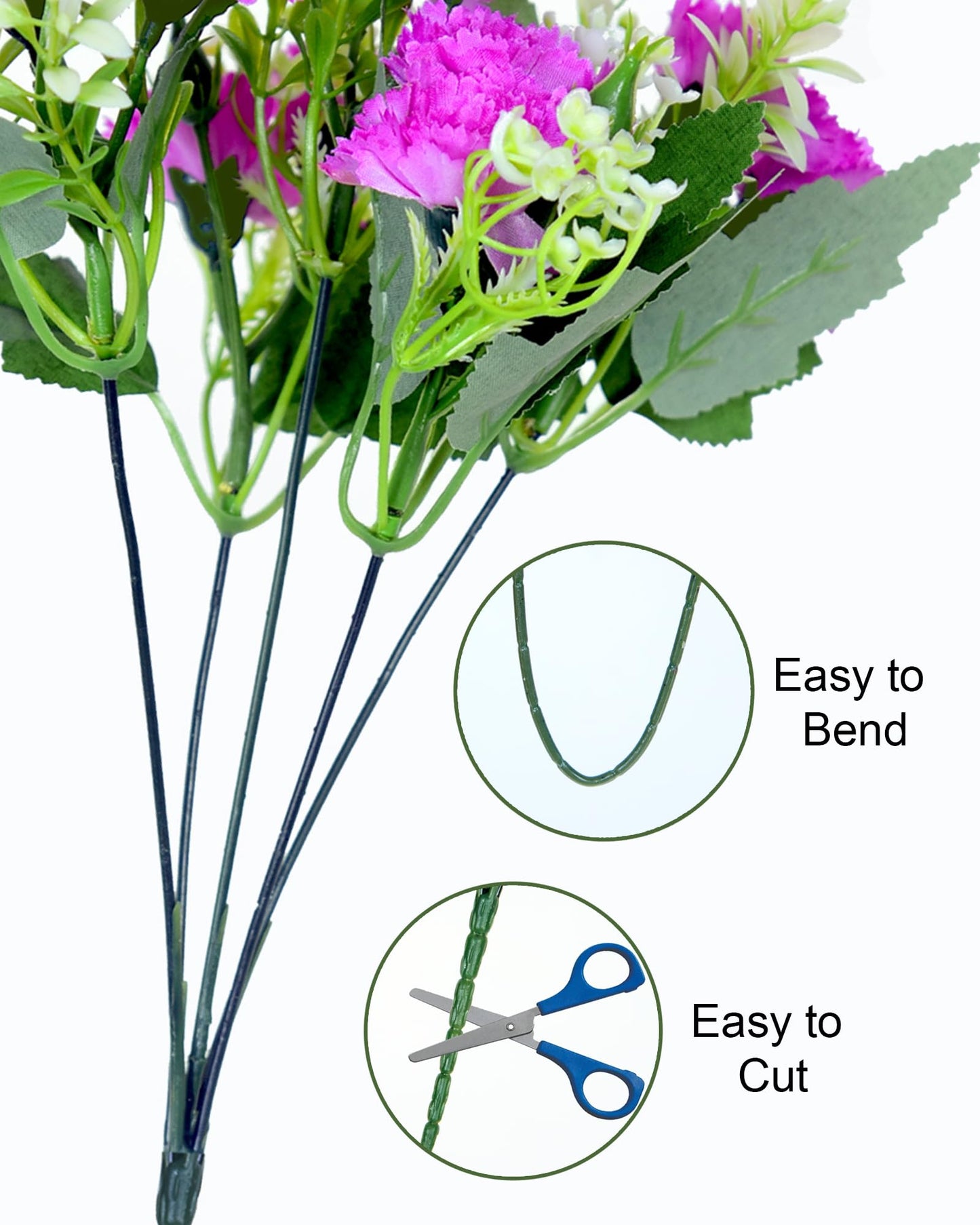 Homesake® Artificial Carnation Flowers with Greenery, Faux Floral Bouquet for Home Decor, Table Centerpiece, Living Room, or Gift, Pot Not Included, Realistic Silk Flowers Arrangement, Yellow